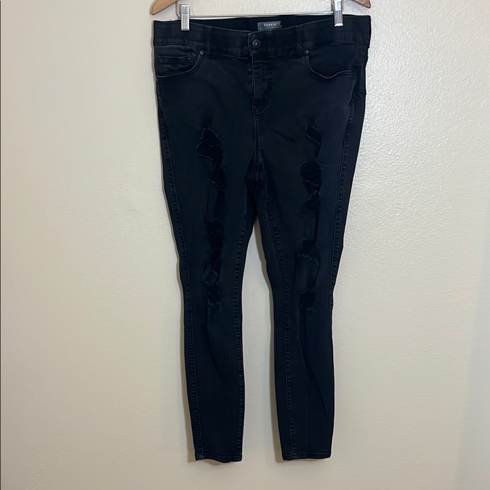 Torrid Trendy Black Distressed Bombshell Skinny Jeans